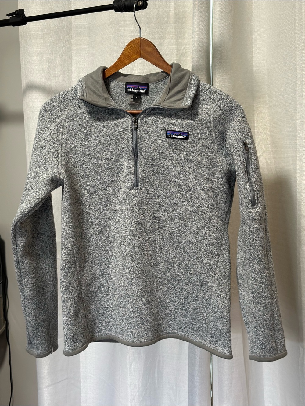 Patagonia Better Sweater 1/4 Zip Fleece Pullover Women's Small Birch White Grey